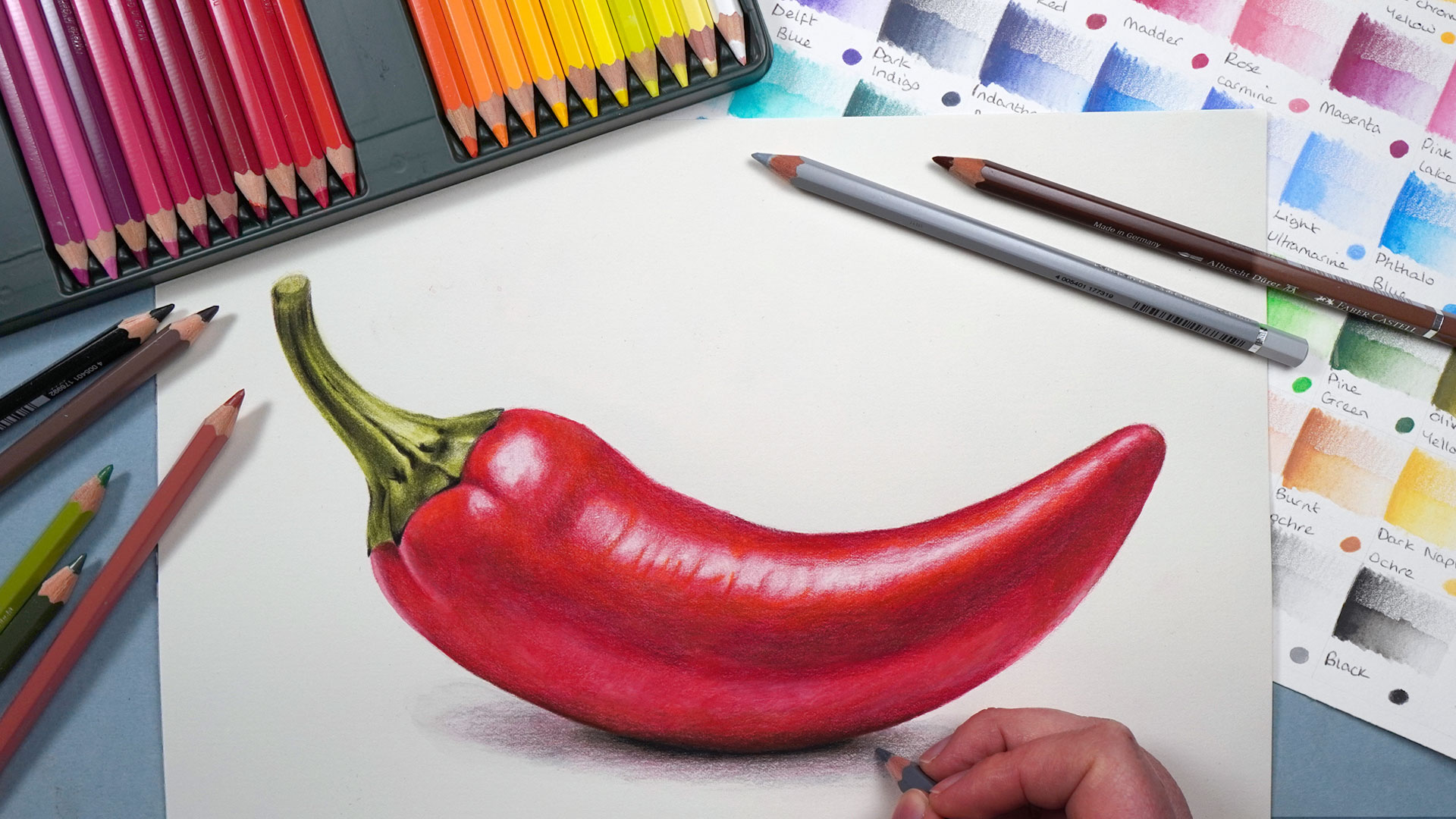 Chilli Pepper with Watercolour Pencils