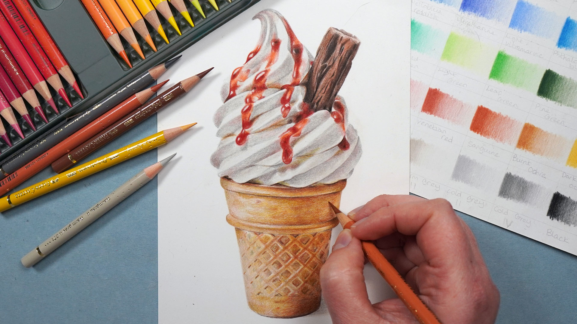 Ice Cream Cone with Polychromos