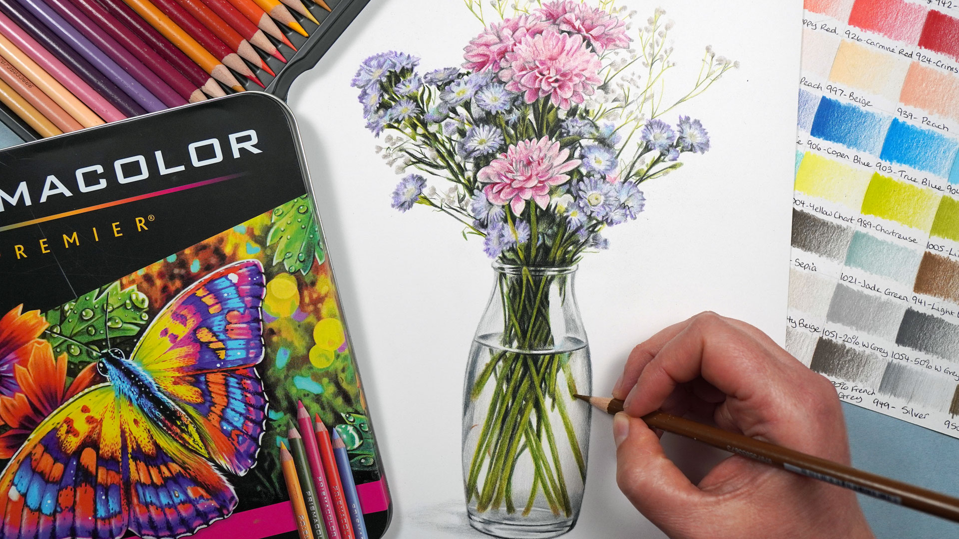 Vase of Flowers with Prismacolor